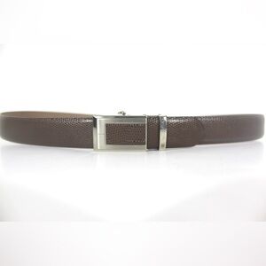 Up to 40” Vintage Pebbled Italian Leather Belt Mens Brown Silver  Self Covered